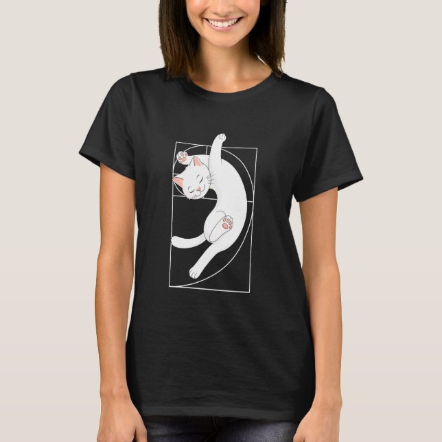 Fibonacci Spiral Katt T Shirt (Framsida)