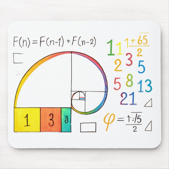 Fibonacci Spiral Math Mousepad Musmatta (Framsidan)