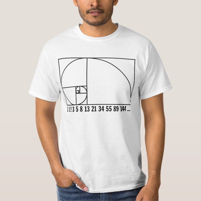 Fibonacci Spiral - Nummerserie 1 T Shirt (Framsida)