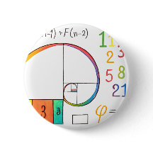 Fibonacci Spiral Pin Button