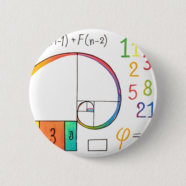 Fibonacci Spiral Pin Button Knapp (Framsida)