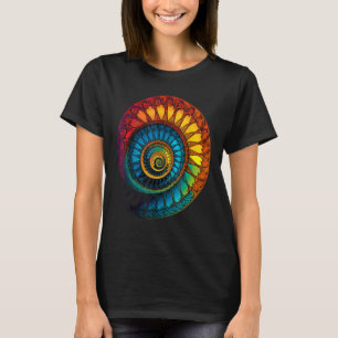 Fibonacci Spiral Psychedelic Färg Abstr T Shirt