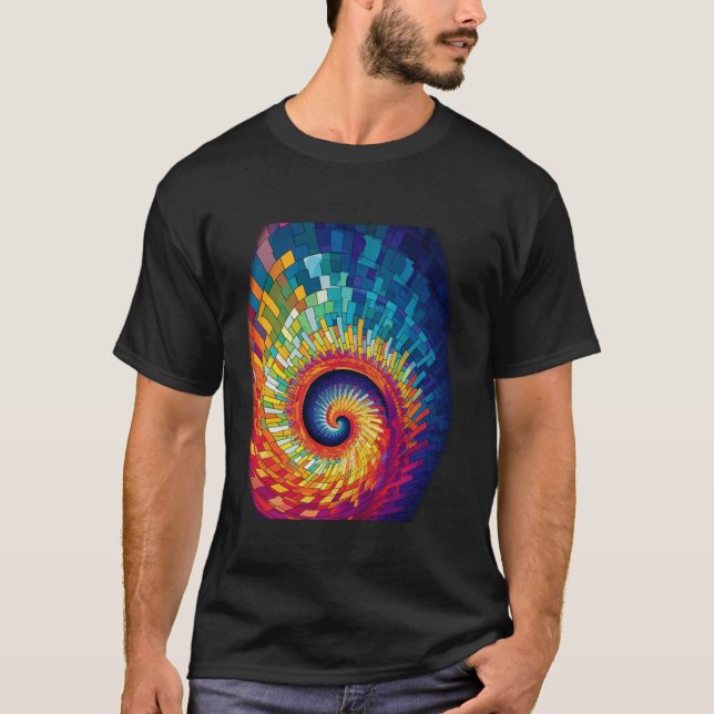 Fibonacci Spiral Psychedelic Färg Abstr T Shirt (Framsida)