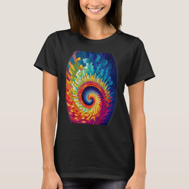 Fibonacci Spiral Psychedelic Färg Abstr T Shirt (Framsida)
