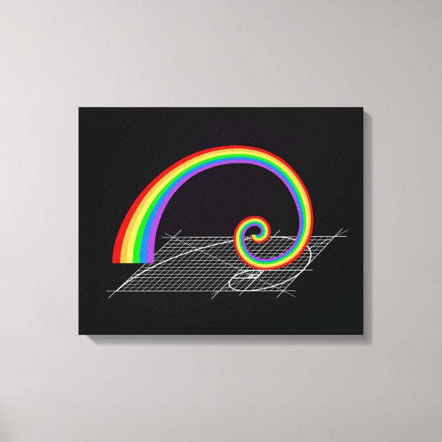 Fibonacci Spiral Rainbow Stigning Canvastryck (Framsida)