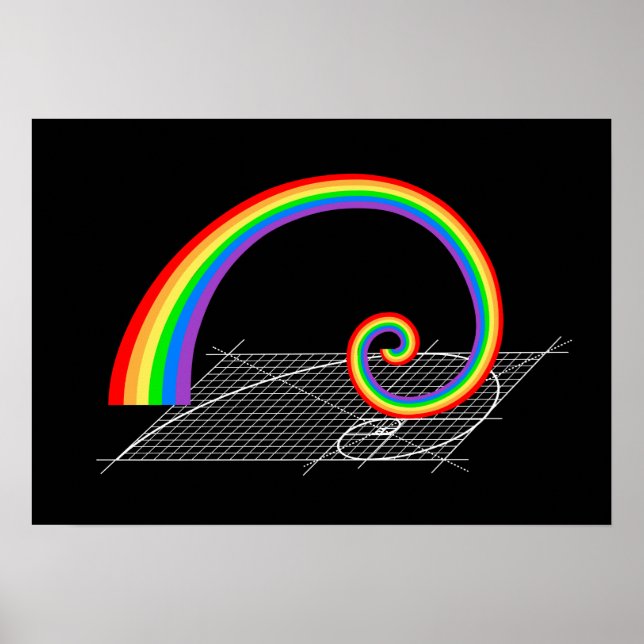 Fibonacci Spiral Rainbow Stigning Poster (Framsidan)
