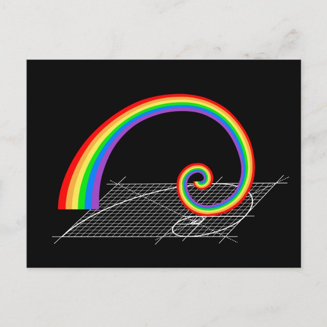 Fibonacci Spiral Rainbow Stigning Vykort (Framsida)
