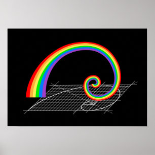 Fibonacci spiral regnbågeresning poster