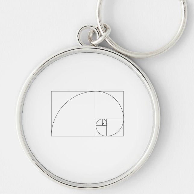 Fibonacci spiral rund silverfärgad nyckelring (Framsidan)