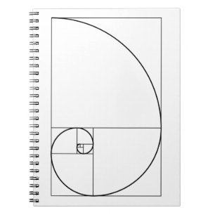 Fibonacci spiralt guld- förhållande anteckningsbok med spiral