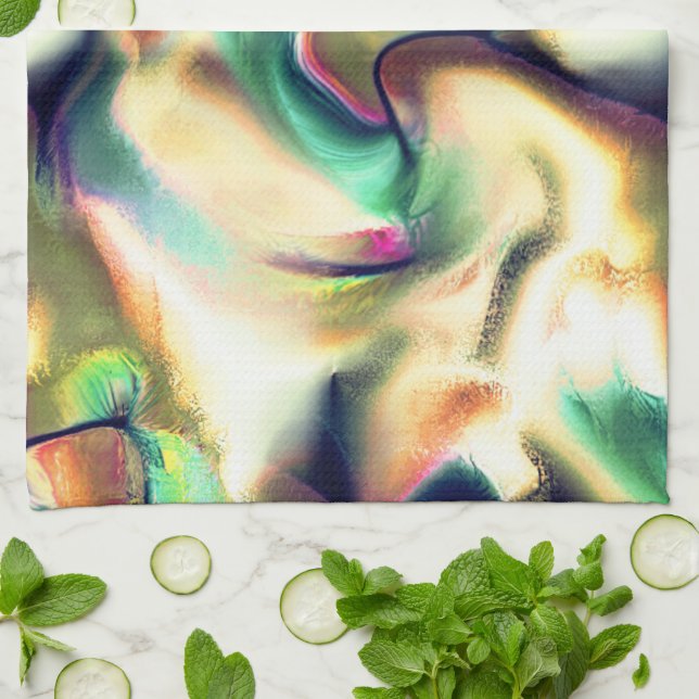 Fibrer av färgad, defekt gradient kökshandduk (Vikta)