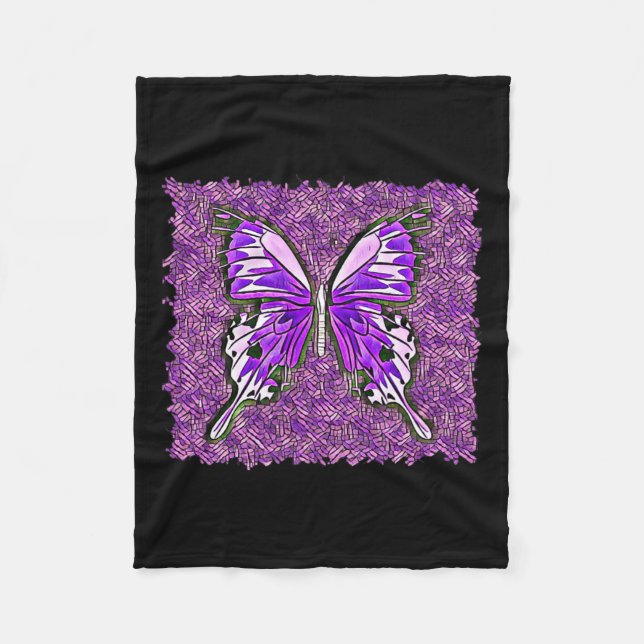 Fibro Lupus Stached Glass Butterfly Art Spoonie Fleecefilt (Framsidan)
