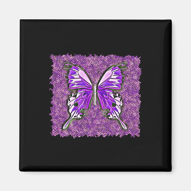 Fibro Lupus Stached Glass Butterfly Art Spoonie Magnet (Framsidan)