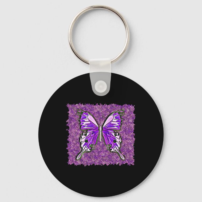 Fibro Lupus Stached Glass Butterfly Art Spoonie Nyckelring (Framsida)