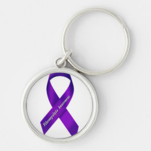 Fibro medvetenhet Keychain Rund Silverfärgad Nyckelring