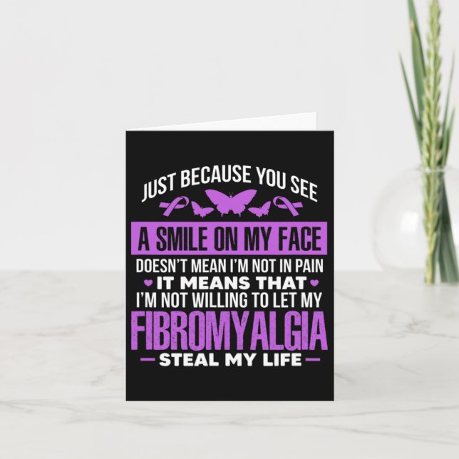 Fibro Warrior Lila Ribbon Butterfly Kort (Framsida)