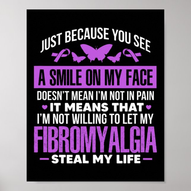 Fibro Warrior Lila Ribbon Butterfly Poster (Framsidan)