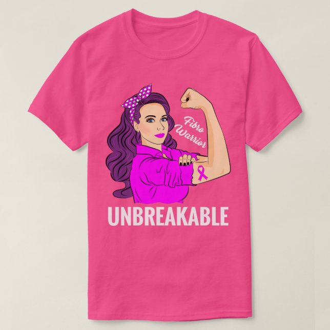 Fibro Warrior Obrytable Fibromyalgia Awareness T Shirt (Design framsida)