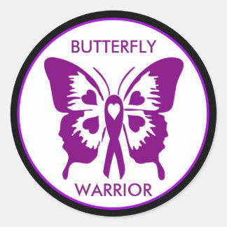 Fibrofairy Butterfly Warrior Round Sticker Runt Klistermärke