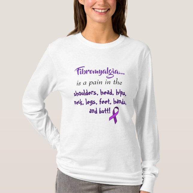 Fibromyalgi är en smärta i... Lila band T Shirt (Framsida)
