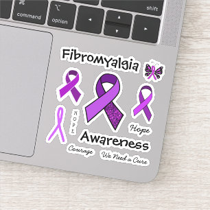 Fibromyalgi Lila Awareness Rosett band Klistermärken