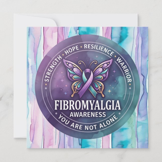 Fibromyalgi medvetandesymbol fjärilsband  kort (Framsida)