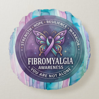 Fibromyalgi medvetandesymbol fjärilsband rund kudde