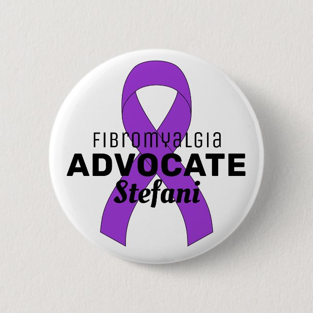 Fibromyalgia Advocate Ribbon White Button Knapp (Framsida)