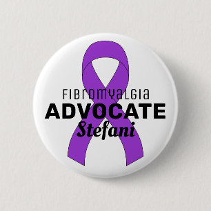 Fibromyalgia Advocate Ribbon White Button Knapp