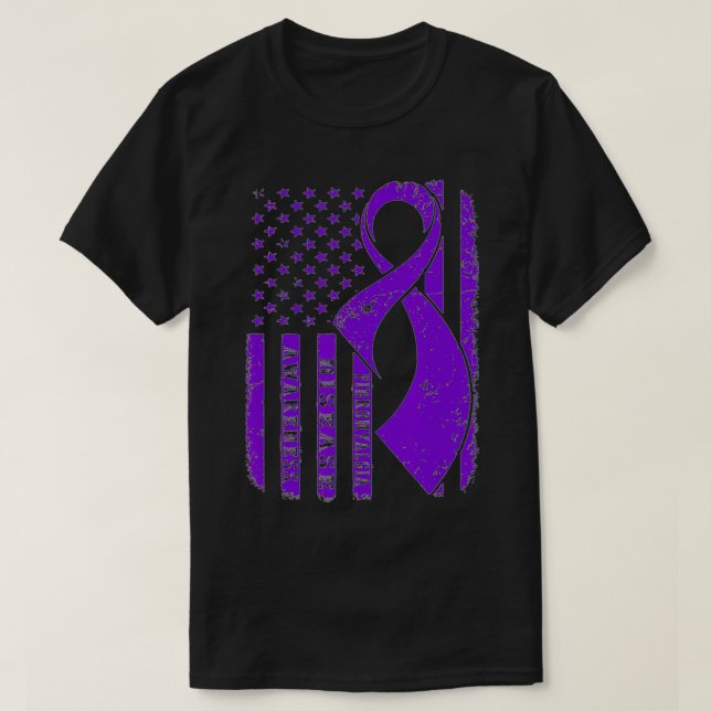 Fibromyalgia Awareness American Flag Nobody Fight  T Shirt (Design framsida)