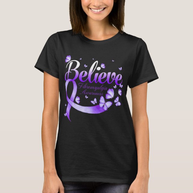 Fibromyalgia Awareness Butterfly 1 T Shirt (Framsida)