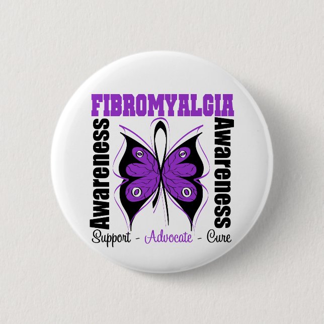 Fibromyalgia Awareness Butterfly Knapp (Framsida)