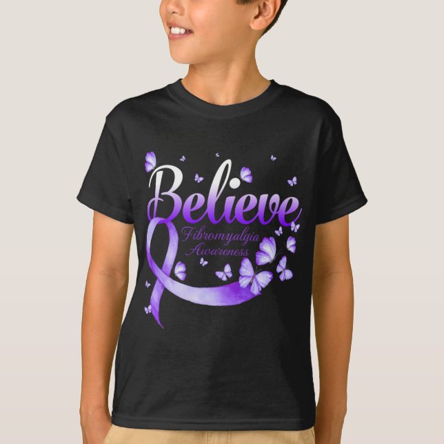 Fibromyalgia Awareness Butterfly T Shirt (Framsida)