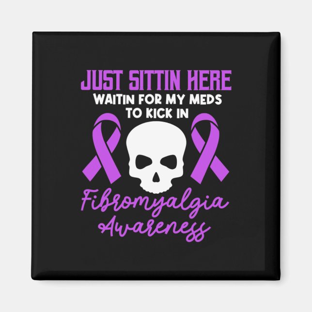 Fibromyalgia Awareness Fibro Warrior Lila Ribbon Magnet (Framsidan)