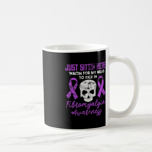 Fibromyalgia Awareness Fibro Warrior Lila Skull Kaffemugg (Höger)