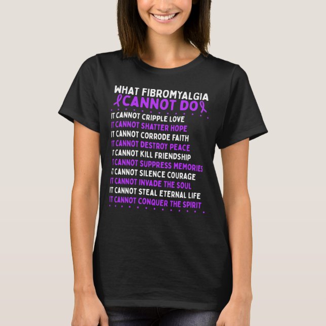 Fibromyalgia Awareness Fighter Warrior Ribbon T Shirt (Framsida)