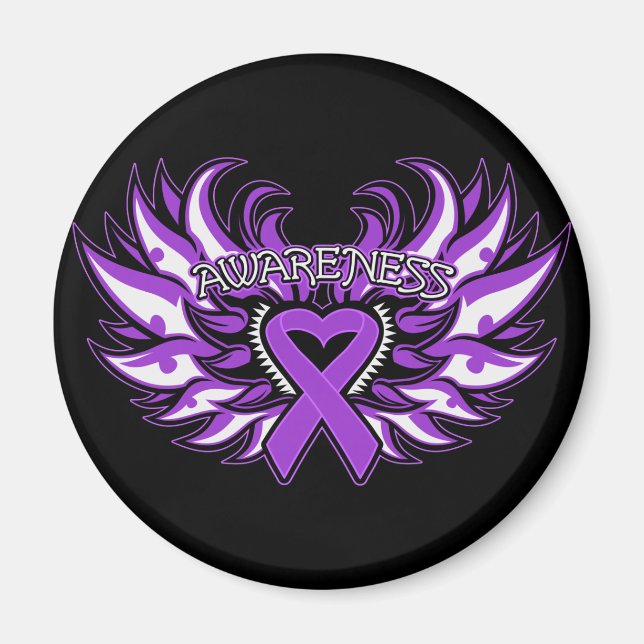 Fibromyalgia Awareness Heart Vingar.png Magnet (Framsidan)
