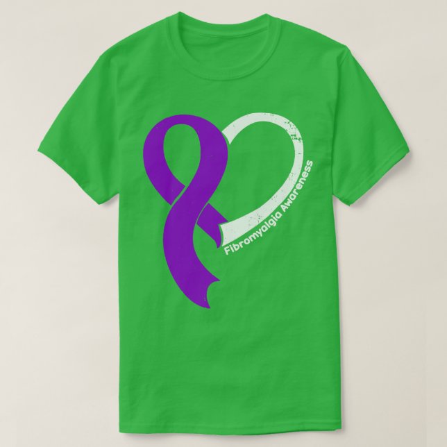 Fibromyalgia Awareness Hökar Kärlek Heart Ribbon H T Shirt (Design framsida)