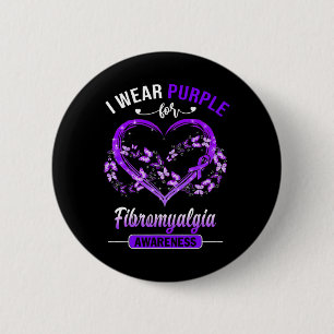 Fibromyalgia Awareness I Bära Lila Butterfly Hea Knapp