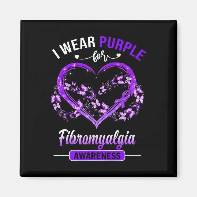 Fibromyalgia Awareness I Bära Lila Butterfly Hea Magnet (Framsidan)