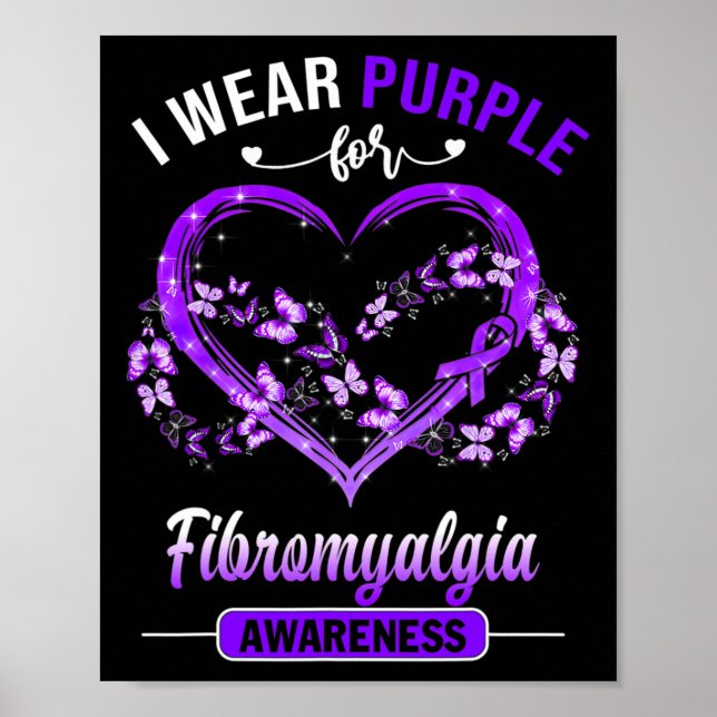 Fibromyalgia Awareness I Bära Lila Butterfly Hea Poster (Framsidan)