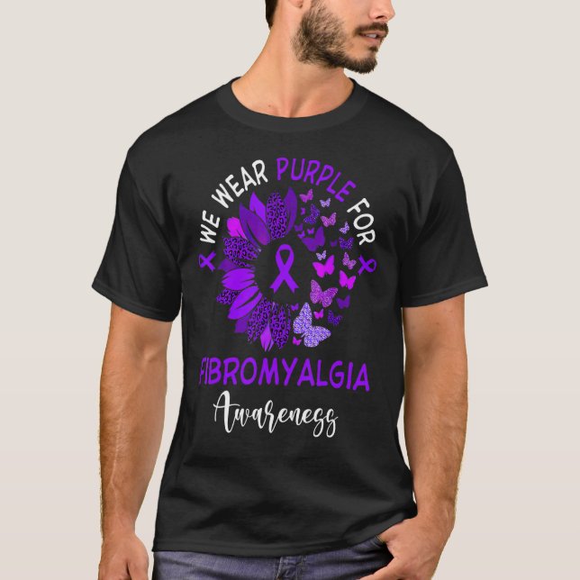 Fibromyalgia Awareness Leopard Solros T Shirt (Framsida)