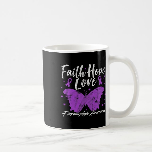 Fibromyalgia Awareness Lila Butterfly Fibro Warr Kaffemugg (Höger)