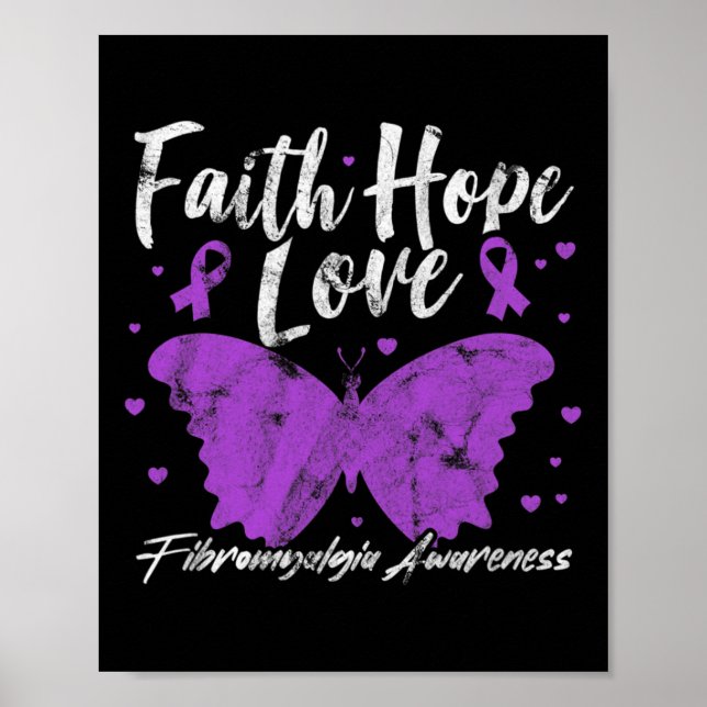 Fibromyalgia Awareness Lila Butterfly Fibro Warr Poster (Framsidan)