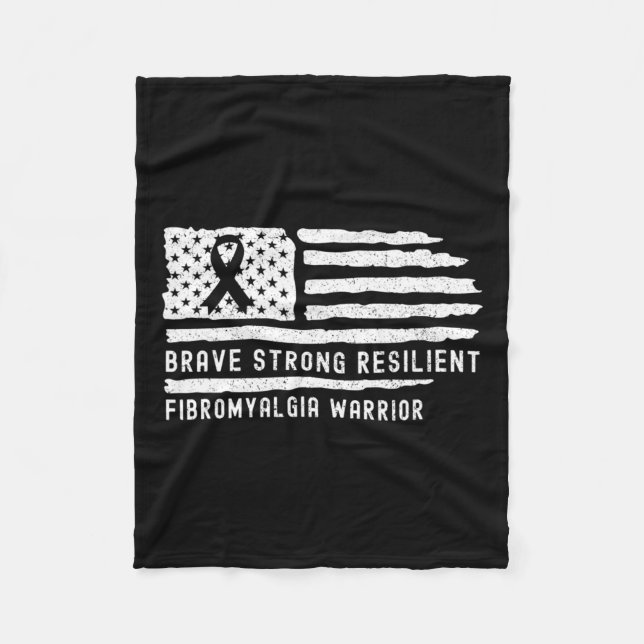 Fibromyalgia Awareness Modig Strong Resilient Warr Fleecefilt (Framsidan)