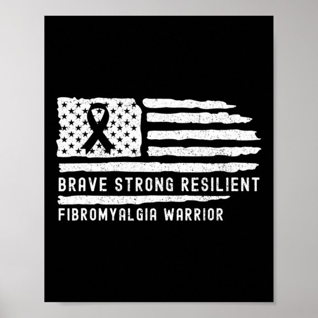 Fibromyalgia Awareness Modig Strong Resilient Warr Poster (Framsidan)