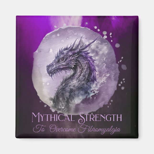 Fibromyalgia Awareness Mythical Strength Dragon Magnet (Framsidan)