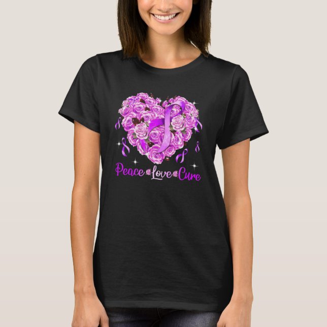 Fibromyalgia Awareness Peace Kärlek Cure Women T Shirt (Framsida)
