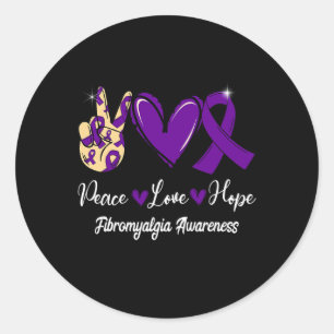 Fibromyalgia Awareness Peace Kärlek Hope Lila Ribb Runt Klistermärke