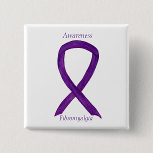 Fibromyalgia Awareness Ribbon Anpassningsbar Art P Knapp